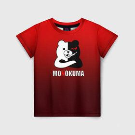 Детская футболка 3D с принтом Monokuma в Санкт-Петербурге, 100% гипоаллергенный полиэфир | прямой крой, круглый вырез горловины, длина до линии бедер, чуть спущенное плечо, ткань немного тянется | anime | danganropna | monokuma | аниме | анимэ | медведь | мишка | монокума | мономишка | черно белый медведь