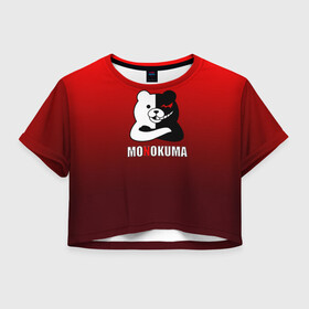 Женская футболка Crop-top 3D с принтом Monokuma в Санкт-Петербурге, 100% полиэстер | круглая горловина, длина футболки до линии талии, рукава с отворотами | anime | danganropna | monokuma | аниме | анимэ | медведь | мишка | монокума | мономишка | черно белый медведь