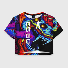 Женская футболка Crop-top 3D с принтом CS GO HYPERBEAST / ХАЙПЕРБИСТ в Санкт-Петербурге, 100% полиэстер | круглая горловина, длина футболки до линии талии, рукава с отворотами | Тематика изображения на принте: astralis | awp | counter strike | cs go | cs go global offensive | cs:go | faze clan | hyper beast | team liquid | астралис | кс го | тим ликвид | фейз клан | хайпер бист | хайпербист