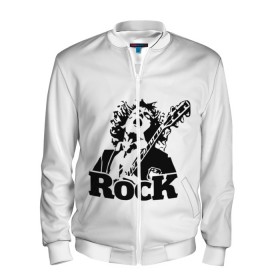Мужской бомбер 3D с принтом Rock в Санкт-Петербурге, 100% полиэстер | застегивается на молнию, по бокам два кармана без застежек, по низу бомбера и на воротнике - эластичная резинка | ac dc | rock | арт | рок | рок н ролл | хард рок