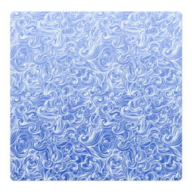 Магнитный плакат 3Х3 с принтом Волны на голубом фоне в Санкт-Петербурге, Полимерный материал с магнитным слоем | 9 деталей размером 9*9 см | textures | абстракция | белый | вода | водный | водяной | волны | дудл | дудлинг | завитки | загогулини | линии | морской | полосы | текстуры | фон