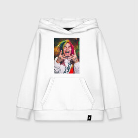 Детская толстовка хлопок с принтом 6ix9ine в Санкт-Петербурге, 100% хлопок | Круглый горловой вырез, эластичные манжеты, пояс, капюшен | 6ix9ine | tekashi | возвращение | крыса | сикснайн | текаши