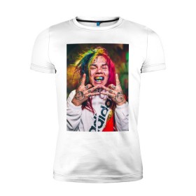 Мужская футболка премиум с принтом 6ix9ine в Санкт-Петербурге, 92% хлопок, 8% лайкра | приталенный силуэт, круглый вырез ворота, длина до линии бедра, короткий рукав | 6ix9ine | tekashi | возвращение | крыса | сикснайн | текаши