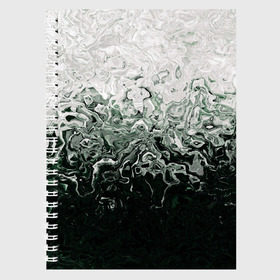 Тетрадь с принтом Разводы жидкость абстракция в Санкт-Петербурге, 100% бумага | 48 листов, плотность листов — 60 г/м2, плотность картонной обложки — 250 г/м2. Листы скреплены сбоку удобной пружинной спиралью. Уголки страниц и обложки скругленные. Цвет линий — светло-серый
 | textures | абстракция | белое и черное | градиент | жидкость | зеленоватое | зелье | изгибы | краска | линии | непонятное | переход цвета | полоски | разводы | текстура | текстуры | фон