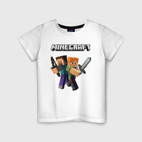 Детская футболка хлопок с принтом MINECRAFT в Санкт-Петербурге, 100% хлопок | круглый вырез горловины, полуприлегающий силуэт, длина до линии бедер | block | creeper | cube | minecraft | pixel | блок | геометрия | крафт | крипер | кубики | майнкрафт | пиксели
