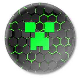 Значок с принтом  MINECRAFT CREEPER | КРИПЕР в Санкт-Петербурге,  металл | круглая форма, металлическая застежка в виде булавки | block | creeper | cube | minecraft | pixel | блок | геометрия | крафт | крипер | кубики | майнкрафт | пиксели
