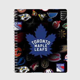 Тетрадь с принтом Toronto Maple Leafs (Z) в Санкт-Петербурге, 100% бумага | 48 листов, плотность листов — 60 г/м2, плотность картонной обложки — 250 г/м2. Листы скреплены сбоку удобной пружинной спиралью. Уголки страниц и обложки скругленные. Цвет линий — светло-серый
 | anaheim ducks | arizona coyotes | boston bruins | buffalo sabres | calgary flames | canadiens de montreal | carolina hurricanes | chicago blackhawks | colorado avalanche | columbus blue jackets | dallas stars | detroit red wings | edmonton oil | hockey | 