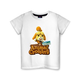 Детская футболка хлопок с принтом Animal Crossing Isabelle в Санкт-Петербурге, 100% хлопок | круглый вырез горловины, полуприлегающий силуэт, длина до линии бедер | animal crossing | isabelle | nintendo | детская | женская | игра | изабель | изабэль | мультик | мультяшный | нинтендо | рисованный | рисунок | собака | собачка | энимал кроссинг