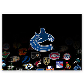 Поздравительная открытка с принтом NHL Vancouver Canucks | НХЛ (Z) в Санкт-Петербурге, 100% бумага | плотность бумаги 280 г/м2, матовая, на обратной стороне линовка и место для марки
 | anaheim ducks | arizona coyotes | boston bruins | buffalo sabres | canadiens de montreal | carolina hurricanes | chicago blackhawks | colorado | hockey | nhl | vancouver canucks | нхл | паттерн | спорт | хоккей