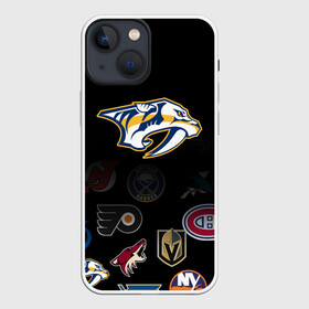 Чехол для iPhone 13 mini с принтом NHL Nashville Predators (Z) в Санкт-Петербурге,  |  | anaheim ducks | arizona coyotes | boston bruins | buffalo sabres | canadiens de montreal | carolina hurricanes | chicago blackhawks | colorado | hockey | nashville predators | nhl | нхл | паттерн | спорт | хоккей