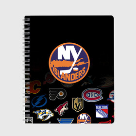 Тетрадь с принтом NHL New York Islanders (Z) в Санкт-Петербурге, 100% бумага | 48 листов, плотность листов — 60 г/м2, плотность картонной обложки — 250 г/м2. Листы скреплены сбоку удобной пружинной спиралью. Уголки страниц и обложки скругленные. Цвет линий — светло-серый
 | 