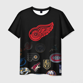 Мужская футболка 3D с принтом NHL Detroit Red Wings (Z) в Санкт-Петербурге, 100% полиэфир | прямой крой, круглый вырез горловины, длина до линии бедер | anaheim ducks | arizona coyotes | boston bruins | buffalo sabres | calgary flames | canadiens de montreal | carolina hurricanes | colorado | detroit red wings | hockey | nhl | нхл | паттерн | спорт | хоккей