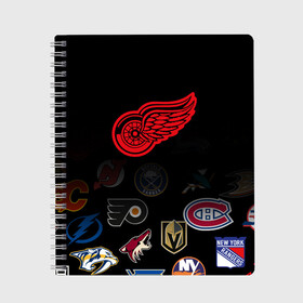 Тетрадь с принтом NHL Detroit Red Wings (Z) в Санкт-Петербурге, 100% бумага | 48 листов, плотность листов — 60 г/м2, плотность картонной обложки — 250 г/м2. Листы скреплены сбоку удобной пружинной спиралью. Уголки страниц и обложки скругленные. Цвет линий — светло-серый
 | anaheim ducks | arizona coyotes | boston bruins | buffalo sabres | calgary flames | canadiens de montreal | carolina hurricanes | colorado | detroit red wings | hockey | nhl | нхл | паттерн | спорт | хоккей