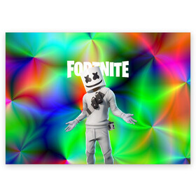 Поздравительная открытка с принтом FORTNITE x MARSHMELLO | ФОРТНАЙТ в Санкт-Петербурге, 100% бумага | плотность бумаги 280 г/м2, матовая, на обратной стороне линовка и место для марки
 | Тематика изображения на принте: deadmau5 | fortnite | fortnite 2 | fortnite x маршмелло | ikonik | marshmello | ninja | ninja streamer | raven | travis scott | ворон | иконик | ниндзя | пили | рейвен | трэвис скотт | фортнайт