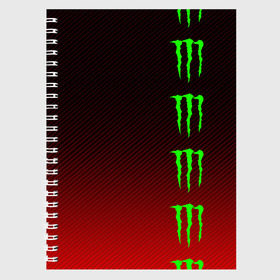 Тетрадь с принтом MONSTER ENERGY (Z) в Санкт-Петербурге, 100% бумага | 48 листов, плотность листов — 60 г/м2, плотность картонной обложки — 250 г/м2. Листы скреплены сбоку удобной пружинной спиралью. Уголки страниц и обложки скругленные. Цвет линий — светло-серый
 | Тематика изображения на принте: black monster | bmx | claw | cybersport | energy | monster | monster energy | moto | motocross | race | sport | киберспорт | когти | монстер энерджи | монстр | мото | мотокросс | ралли | скейтбординг | спорт | т | энергия