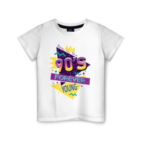 Детская футболка хлопок с принтом Рожденный в 90х в Санкт-Петербурге, 100% хлопок | круглый вырез горловины, полуприлегающий силуэт, длина до линии бедер | 1990 | 90 | 90 е | девяностые | молодость | надпись | ссср | текст | фраза