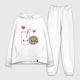 Женский костюм хлопок Oversize с принтом Milk and Cookies Love в Санкт-Петербурге,  |  | coockie | friend | minimalism | дружба | любовь | минимализм | молоко | печенье | печенька | печеньки