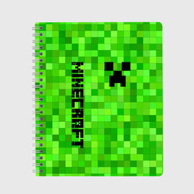 Тетрадь с принтом MINECRAFT CREEPER в Санкт-Петербурге, 100% бумага | 48 листов, плотность листов — 60 г/м2, плотность картонной обложки — 250 г/м2. Листы скреплены сбоку удобной пружинной спиралью. Уголки страниц и обложки скругленные. Цвет линий — светло-серый
 | block | creeper | cube | minecraft | pixel | блок | геометрия | крафт | крипер | кубики | майнкрафт | пиксели