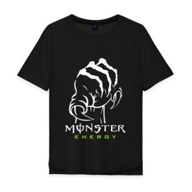 Мужская футболка хлопок Oversize с принтом MONSTER ENERGY (Z) в Санкт-Петербурге, 100% хлопок | свободный крой, круглый ворот, “спинка” длиннее передней части | black monster | bmx | claw | cybersport | energy | monster | monster energy | moto | motocross | race | sport | киберспорт | когти | монстер энерджи | монстр | мото | мотокросс | ралли | скейтбординг | спорт | т | энергия