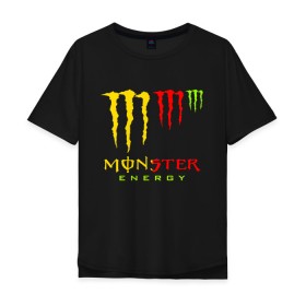 Мужская футболка хлопок Oversize с принтом MONSTER ENERGY (Z) в Санкт-Петербурге, 100% хлопок | свободный крой, круглый ворот, “спинка” длиннее передней части | black monster | bmx | claw | cybersport | energy | monster | monster energy | moto | motocross | race | sport | киберспорт | когти | монстер энерджи | монстр | мото | мотокросс | ралли | скейтбординг | спорт | энергия