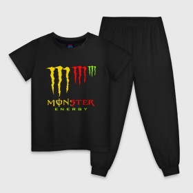 Детская пижама хлопок с принтом MONSTER ENERGY (Z) в Санкт-Петербурге, 100% хлопок |  брюки и футболка прямого кроя, без карманов, на брюках мягкая резинка на поясе и по низу штанин
 | black monster | bmx | claw | cybersport | energy | monster | monster energy | moto | motocross | race | sport | киберспорт | когти | монстер энерджи | монстр | мото | мотокросс | ралли | скейтбординг | спорт | энергия