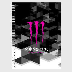 Тетрадь с принтом MONSTER ENERGY (Z) в Санкт-Петербурге, 100% бумага | 48 листов, плотность листов — 60 г/м2, плотность картонной обложки — 250 г/м2. Листы скреплены сбоку удобной пружинной спиралью. Уголки страниц и обложки скругленные. Цвет линий — светло-серый
 | Тематика изображения на принте: black monster | bmx | claw | cybersport | energy | monster | monster energy | moto | motocross | race | sport | киберспорт | когти | монстер энерджи | монстр | мото | мотокросс | ралли | скейтбординг | спорт | энергия