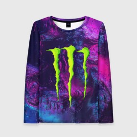 Женский лонгслив 3D с принтом MONSTER ENERGY (Z) в Санкт-Петербурге, 100% полиэстер | длинные рукава, круглый вырез горловины, полуприлегающий силуэт | black monster | bmx | claw | cybersport | energy | monster | monster energy | moto | motocross | race | sport | киберспорт | когти | монстер энерджи | монстр | мото | мотокросс | ралли | скейтбординг | спорт | энергия