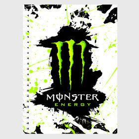 Тетрадь с принтом MONSTER ENERGY (Z) в Санкт-Петербурге, 100% бумага | 48 листов, плотность листов — 60 г/м2, плотность картонной обложки — 250 г/м2. Листы скреплены сбоку удобной пружинной спиралью. Уголки страниц и обложки скругленные. Цвет линий — светло-серый
 | black monster | bmx | claw | cybersport | energy | monster | monster energy | moto | motocross | race | sport | киберспорт | когти | монстер энерджи | монстр | мото | мотокросс | ралли | скейтбординг | спорт | т | энергия