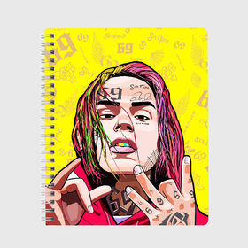 Тетрадь с принтом 6IX9INE в Санкт-Петербурге, 100% бумага | 48 листов, плотность листов — 60 г/м2, плотность картонной обложки — 250 г/м2. Листы скреплены сбоку удобной пружинной спиралью. Уголки страниц и обложки скругленные. Цвет линий — светло-серый
 | 6ix9ine | gooba | hernandez | tekashi