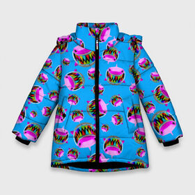 Зимняя куртка для девочек 3D с принтом 6IX9INE GOOBA в Санкт-Петербурге, ткань верха — 100% полиэстер; подклад — 100% полиэстер, утеплитель — 100% полиэстер. | длина ниже бедра, удлиненная спинка, воротник стойка и отстегивающийся капюшон. Есть боковые карманы с листочкой на кнопках, утяжки по низу изделия и внутренний карман на молнии. 

Предусмотрены светоотражающий принт на спинке, радужный светоотражающий элемент на пуллере молнии и на резинке для утяжки. | 6ix9ine | 6ix9ine  gooba | gooba | акула | сикснайн | сиксти найн | сиксти найн репер | такаши | текаши | текаши сикснайн