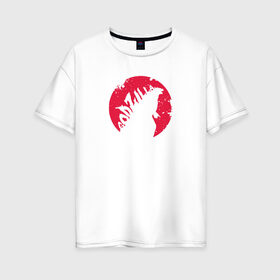 Женская футболка хлопок Oversize с принтом Godzilla в Санкт-Петербурге, 100% хлопок | свободный крой, круглый ворот, спущенный рукав, длина до линии бедер
 | godzilla | годзила | годзилла