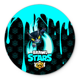 Коврик для мышки круглый с принтом Brawl stars mecha crow. в Санкт-Петербурге, резина и полиэстер | круглая форма, изображение наносится на всю лицевую часть | bibi | brawl stars | coach mike | leon | leon shark | mecha crow | mr.p | sally leon | sandy | sprout | unicorn | virus 8 bit | биби | бравл старс | вирус 8 бит | леон | оборотень | спроут | сэли леон