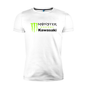 Мужская футболка премиум с принтом KAWASAKI (Z) в Санкт-Петербурге, 92% хлопок, 8% лайкра | приталенный силуэт, круглый вырез ворота, длина до линии бедра, короткий рукав | Тематика изображения на принте: bike | energy | kawasaki | monster | monster energy | moto | motocross | ninja | sport | zzr | кавасаки | кавасаки ниндзя | монстер энерджи | монстр | мото | мотокросс | ниндзя | спорт | энергия
