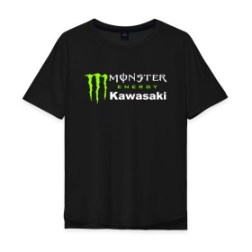 Мужская футболка хлопок Oversize с принтом KAWASAKI (Z) в Санкт-Петербурге, 100% хлопок | свободный крой, круглый ворот, “спинка” длиннее передней части | bike | energy | kawasaki | monster | monster energy | moto | motocross | ninja | sport | zzr | кавасаки | кавасаки ниндзя | монстер энерджи | монстр | мото | мотокросс | ниндзя | спорт | энергия