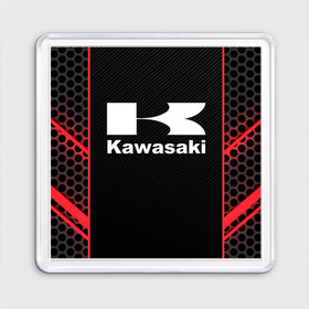 Магнит 55*55 с принтом KAWASAKI | КАВАСАКИ (Z) в Санкт-Петербурге, Пластик | Размер: 65*65 мм; Размер печати: 55*55 мм | bike | kawasaki | moto | motocycle | ninja | sportmotorcycle | zzr | кавасаки | кавасаки ниндзя | мото | мотоспорт | ниндзя