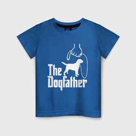 Детская футболка хлопок с принтом The Dogfather - пародия  в Санкт-Петербурге, 100% хлопок | круглый вырез горловины, полуприлегающий силуэт, длина до линии бедер | godfather | крестный отец | лабрадор | ретривер | собака | собачник | хобби