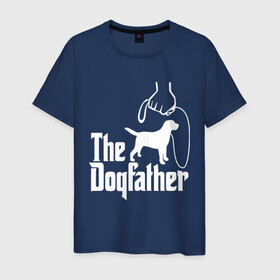 Мужская футболка хлопок с принтом The Dogfather - пародия  в Санкт-Петербурге, 100% хлопок | прямой крой, круглый вырез горловины, длина до линии бедер, слегка спущенное плечо. | godfather | крестный отец | лабрадор | ретривер | собака | собачник | хобби