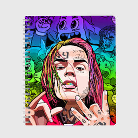 Тетрадь с принтом 6IX9INE в Санкт-Петербурге, 100% бумага | 48 листов, плотность листов — 60 г/м2, плотность картонной обложки — 250 г/м2. Листы скреплены сбоку удобной пружинной спиралью. Уголки страниц и обложки скругленные. Цвет линий — светло-серый
 | 6ix9ine | gooba | hernandez | tekashi