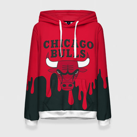 Женская толстовка 3D с принтом Chicago Bulls. в Санкт-Петербурге, 100% полиэстер  | двухслойный капюшон со шнурком для регулировки, мягкие манжеты на рукавах и по низу толстовки, спереди карман-кенгуру с мягким внутренним слоем. | 23 | air jordan | bulls | chicago bulls | jordan | michael jordan | nba | paris saint germain | psg | red | sport | быки | джордан | майкл джордан | псж | спорт | чикаго буллс