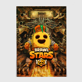 Постер с принтом Brawl Stars Robot Spike в Санкт-Петербурге, 100% бумага
 | бумага, плотность 150 мг. Матовая, но за счет высокого коэффициента гладкости имеет небольшой блеск и дает на свету блики, но в отличии от глянцевой бумаги не покрыта лаком | brawl stars | brawl stars spike robot | spike | spike robot | бравл кактус | бравл спайк | бравл старс | кактус | робоспайк | спайк | спайк бравл старс