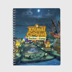 Тетрадь с принтом ANIMAL CROSSING в Санкт-Петербурге, 100% бумага | 48 листов, плотность листов — 60 г/м2, плотность картонной обложки — 250 г/м2. Листы скреплены сбоку удобной пружинной спиралью. Уголки страниц и обложки скругленные. Цвет линий — светло-серый
 | animal crossing:new horizons | game | nintendo | анимал кроссинг | животные | звери | игра | нинтендо | пересечение животных