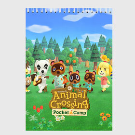 Скетчбук с принтом ANIMAL CROSSING в Санкт-Петербурге, 100% бумага
 | 48 листов, плотность листов — 100 г/м2, плотность картонной обложки — 250 г/м2. Листы скреплены сверху удобной пружинной спиралью | animal crossing:new horizons | game | nintendo | анимал кроссинг | животные | звери | игра | нинтендо | пересечение животных