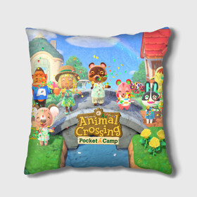 Подушка 3D с принтом ANIMAL CROSSING в Санкт-Петербурге, наволочка – 100% полиэстер, наполнитель – холлофайбер (легкий наполнитель, не вызывает аллергию). | состоит из подушки и наволочки. Наволочка на молнии, легко снимается для стирки | animal crossing:new horizons | game | nintendo | анимал кроссинг | животные | звери | игра | нинтендо | пересечение животных