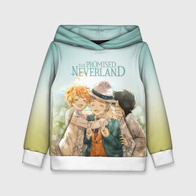 Детская толстовка 3D с принтом The Promised Neverland в Санкт-Петербурге, 100% полиэстер | двухслойный капюшон со шнурком для регулировки, мягкие манжеты на рукавах и по низу толстовки, спереди карман-кенгуру с мягким внутренним слоем | anime | emma | mango | the promised neverland | yakusoku no neverland | аниме | манга | обещанная страна грёз | обещанный неверленд