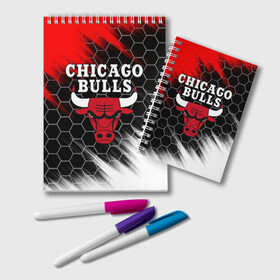 Блокнот с принтом CHICAGO BULLS в Санкт-Петербурге, 100% бумага | 48 листов, плотность листов — 60 г/м2, плотность картонной обложки — 250 г/м2. Листы скреплены удобной пружинной спиралью. Цвет линий — светло-серый
 | Тематика изображения на принте: bulls | chicago | chicago bulls | nba | red bulls | usa | америка | быки | нба | сша | чикаго буллс