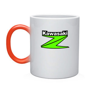 Кружка хамелеон с принтом KAWASAKI (Z) в Санкт-Петербурге, керамика | меняет цвет при нагревании, емкость 330 мл | bike | kawasaki | moto | motocycle | ninja | sportmotorcycle | zzr | кавасаки | кавасаки ниндзя | мото | мотоспорт | ниндзя