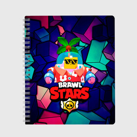 Тетрадь с принтом BRAWL STARS (NEW SPROUT) [12] в Санкт-Петербурге, 100% бумага | 48 листов, плотность листов — 60 г/м2, плотность картонной обложки — 250 г/м2. Листы скреплены сбоку удобной пружинной спиралью. Уголки страниц и обложки скругленные. Цвет линий — светло-серый
 | Тематика изображения на принте: 8 bit | android | brawl | brawl stars | clash | clash royale | game | leon | royale | sprout | stars | андроид | игра | кольт | леон | мобильные игры | спраут