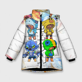 Зимняя куртка для девочек 3D с принтом Brawl Stars Leon Quattro в Санкт-Петербурге, ткань верха — 100% полиэстер; подклад — 100% полиэстер, утеплитель — 100% полиэстер. | длина ниже бедра, удлиненная спинка, воротник стойка и отстегивающийся капюшон. Есть боковые карманы с листочкой на кнопках, утяжки по низу изделия и внутренний карман на молнии. 

Предусмотрены светоотражающий принт на спинке, радужный светоотражающий элемент на пуллере молнии и на резинке для утяжки. | brawl leon | brawl stars | leon | leon green | leon sally | leon shark | leon wolf | бравл старс | леон | леон акула | леон бравл | леон волк | леон салли