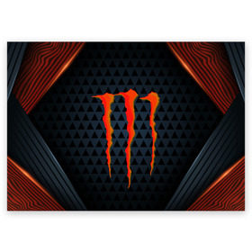 Поздравительная открытка с принтом MONSTER ENERGY (Z) в Санкт-Петербурге, 100% бумага | плотность бумаги 280 г/м2, матовая, на обратной стороне линовка и место для марки
 | Тематика изображения на принте: black monster | bmx | claw | cybersport | energy | monster | monster energy | moto | motocross | race | sport | киберспорт | когти | монстер энерджи | монстр | мото | мотокросс | ралли | скейтбординг | спорт | то | энергия