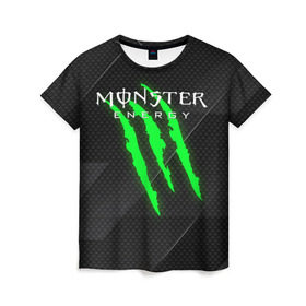 Женская футболка 3D с принтом MONSTER ENERGY (Z) в Санкт-Петербурге, 100% полиэфир ( синтетическое хлопкоподобное полотно) | прямой крой, круглый вырез горловины, длина до линии бедер | black monster | bmx | claw | cybersport | energy | monster | monster energy | moto | motocross | race | sport | киберспорт | когти | монстер энерджи | монстр | мото | мотокросс | ралли | скейтбординг | спорт | то | энергия